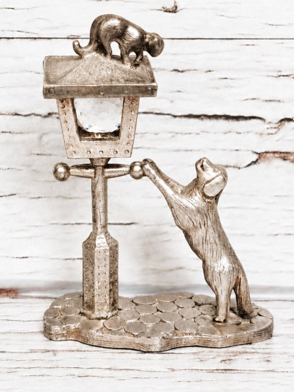 W.A.P.W. Great Britain Cat and Dog Figurine, Vintage Street Light Sculpture